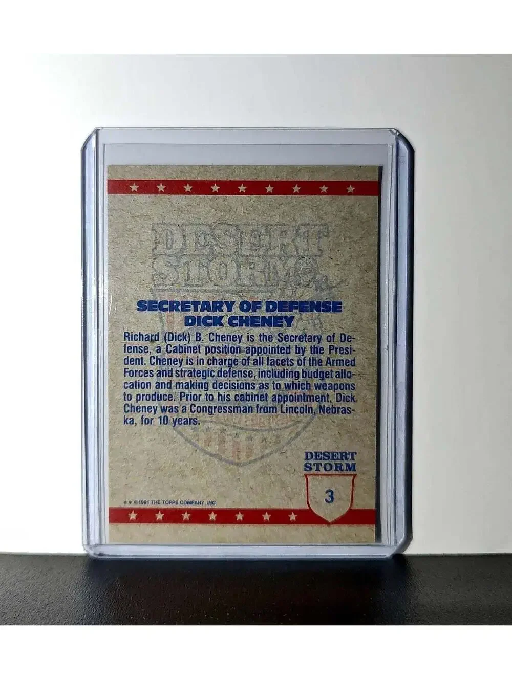 Dick Cheney 1991 Topps Desert Storm #3 Card